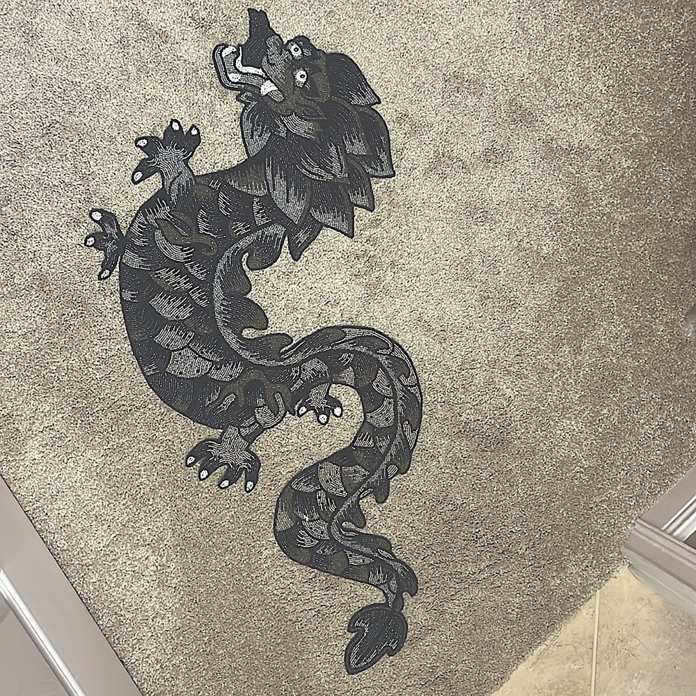 Vintage Kim Seybert beaded dragon table runner